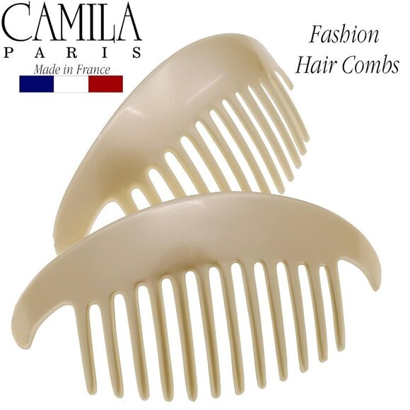 Hair Side Combs French Twist Beige Pearl Interlocking Clamps for Women main image 5